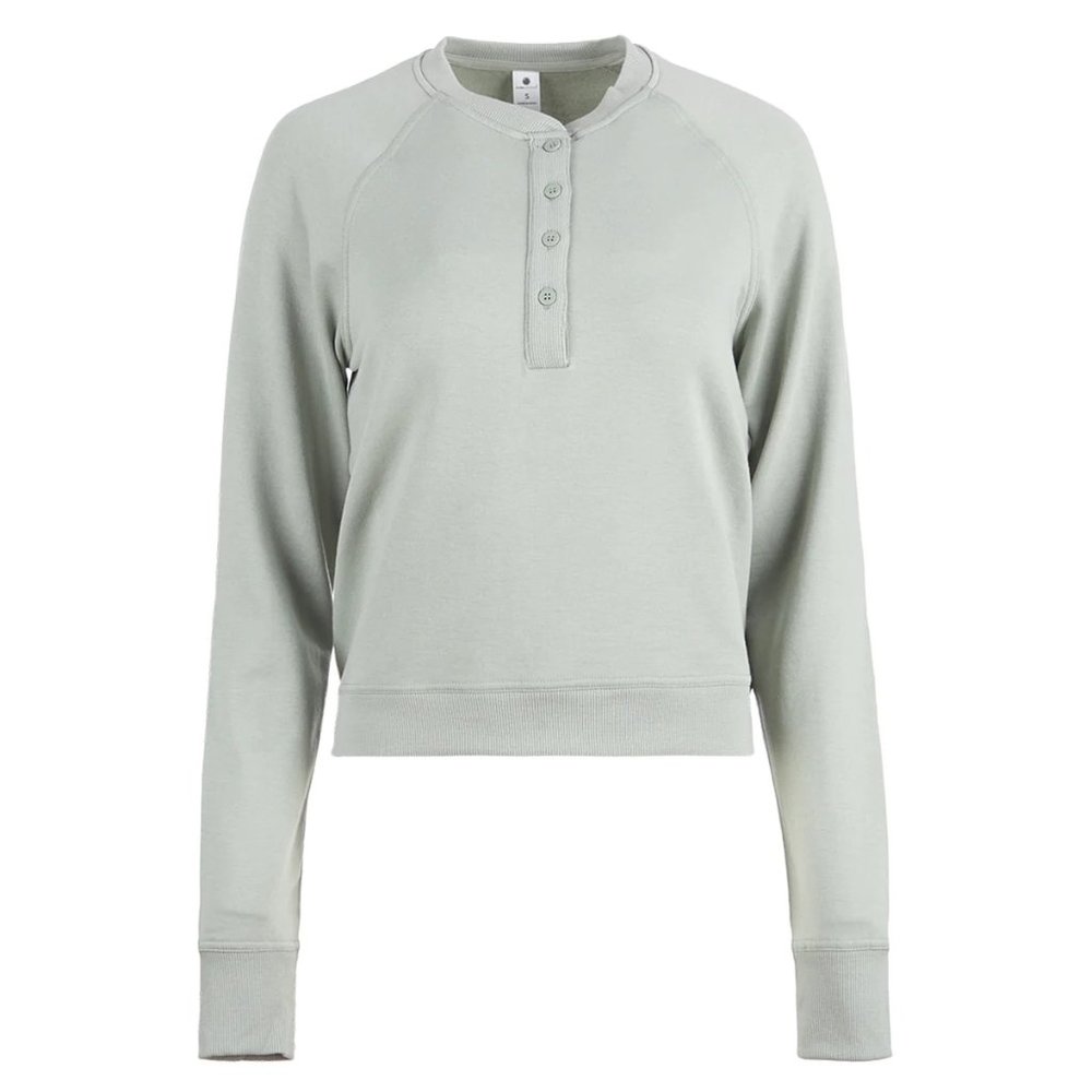 Yogalicious by Reflex Terry Henley Cropped Crew Sweatshirt / NWT / Size Large - Picture 1 of 9